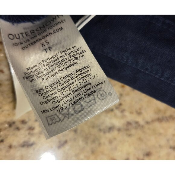 New! Outerknown Jumpsuit Organic Cotton Linen Women XS Blue Pockets Coverall - Picture 12 of 16